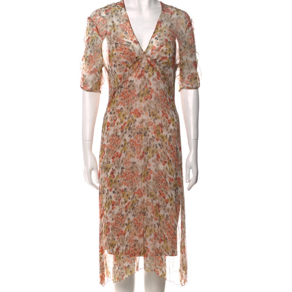 L’AGENCE Floral Silk Midi Dress Sz 6